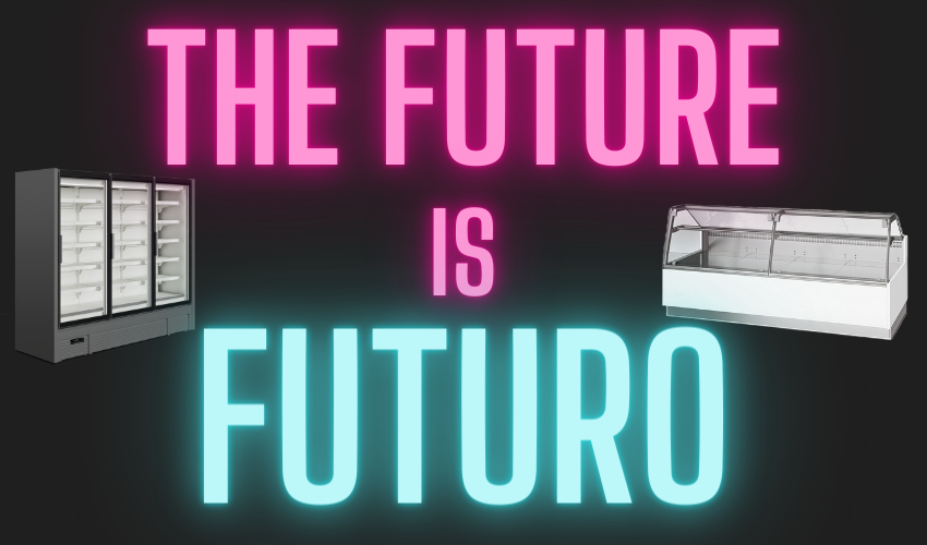 The Future is Futuro with supermarket multideck (left) and supermarket display case (right)