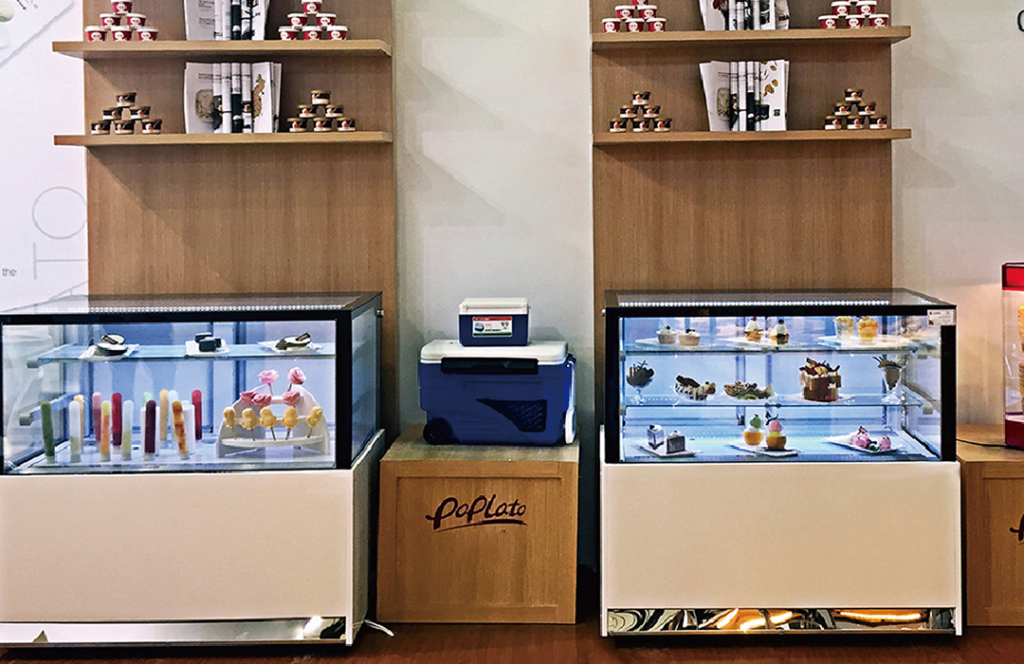 Popsicle Display Case, Ice Cream Cake Display Case side by side