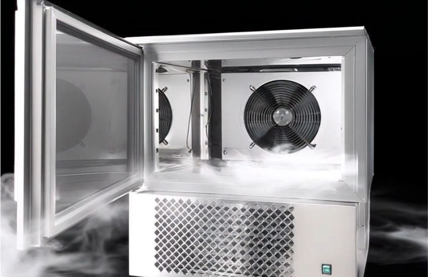 Blast Freezer & Blast Chiller in One Unit, Door Open with Icy Air Emitting from Inside