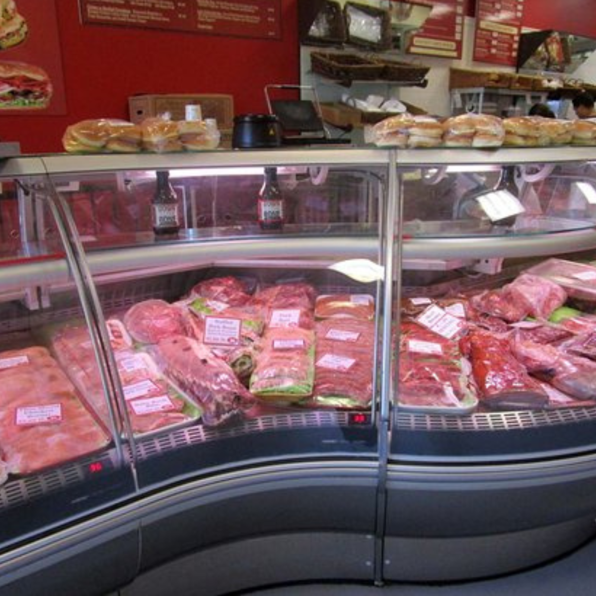 Curved Glass Butcher Display